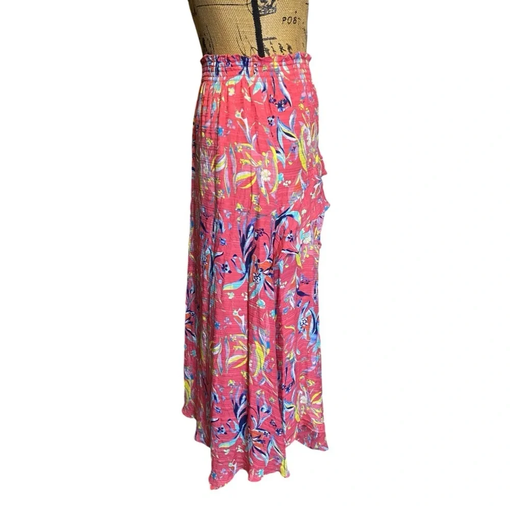 Tanya Taylor Teresa Silk Ruffle Asymmetrical whimsical Maxi Skirt Size 2